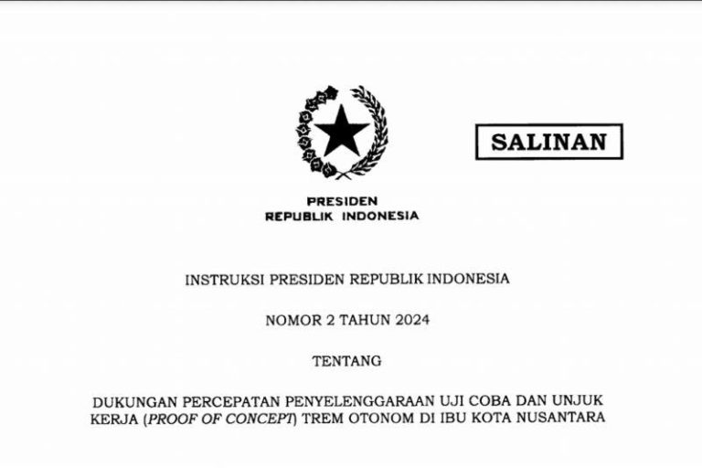 Pemerintah Terbitkan Inpres Percepatan Penyelenggaraan Trem Otonom IKN