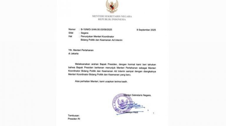 Sjafrie Ditunjuk Jadi Menko Polkam Ad Interim Gantikan Budi Gunawan