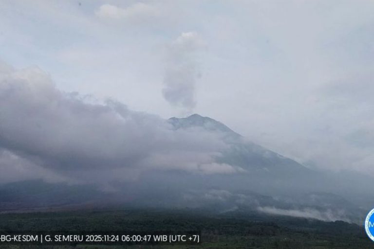 Semeru Embuskan Asap Putih hingga 1.000 Meter, Status Tetap Level IV Awas