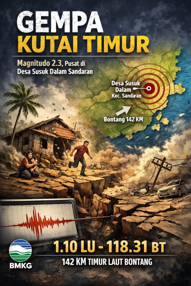 BMKG Catat Gempa M 2,3 di Kutim, BPBD Tegaskan Bukan di Bontang