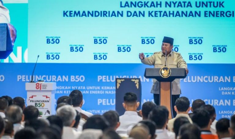 Prabowo Luncurkan Program B50, Klaim Indonesia Pimpin Dunia Tekan Emisi Karbon